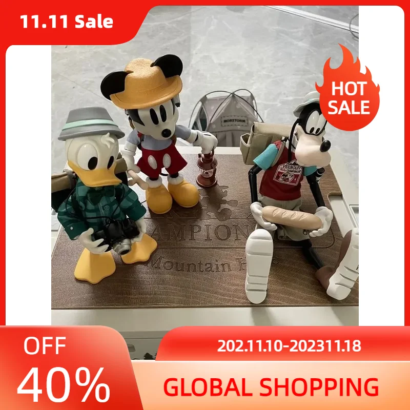 Disney Original City Escape Plan Camping Figure Donald Duck Goofy Mickey Model Statue Movable Joint Model Model Birthday Gift