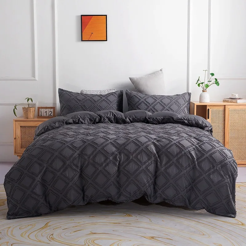 

Simple Pure Color Crt Cut Flower Bedding Set Tee Pieces ular Supply Cross-Border Home Textile Quilt Cover Pillowcase