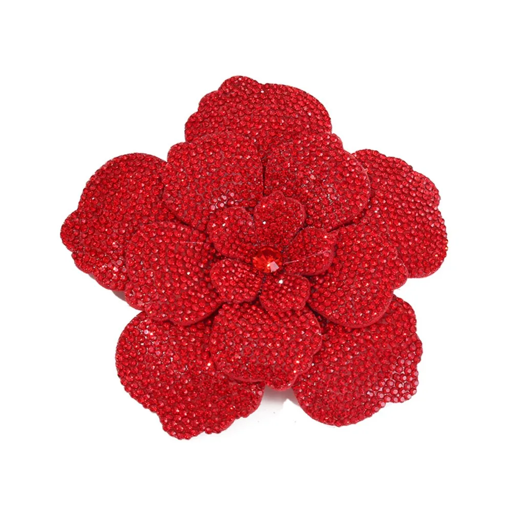 Three-dimensional Camellia Rhinestone Flower Patches