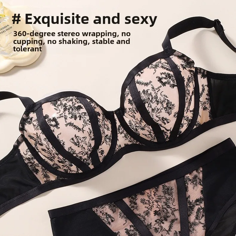 بالإضافة إلى حجم دفع ما يصل الصدرية منع ترهل رفع الدانتيل Underwire كأس كامل حمالة صدر ولباس داخلي مجموعة - أقصى دعم، DD + كأس الملابس الداخلية #4
