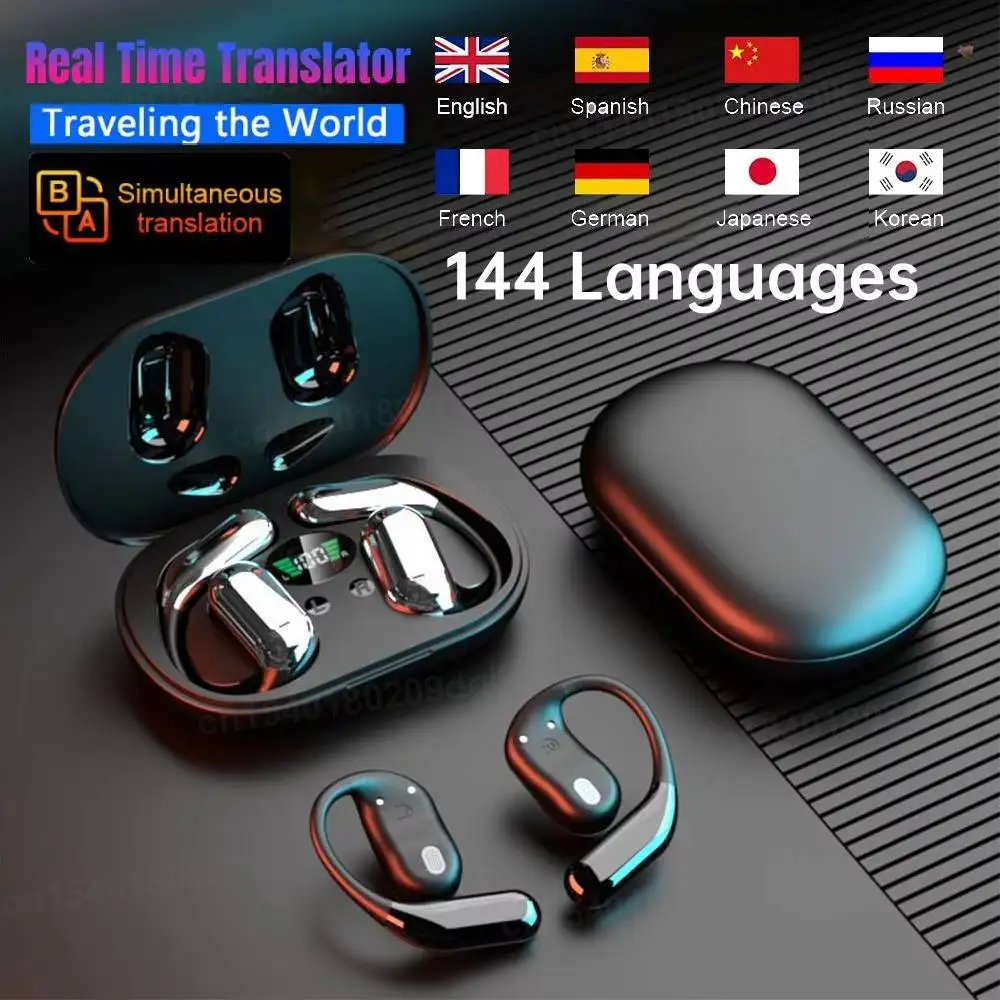 3-in-1 AI Translator Earbuds 144 Languages Noise Cancelling Bluetooth 5.3 Headset Instant Translator Smart Voice Real Time
