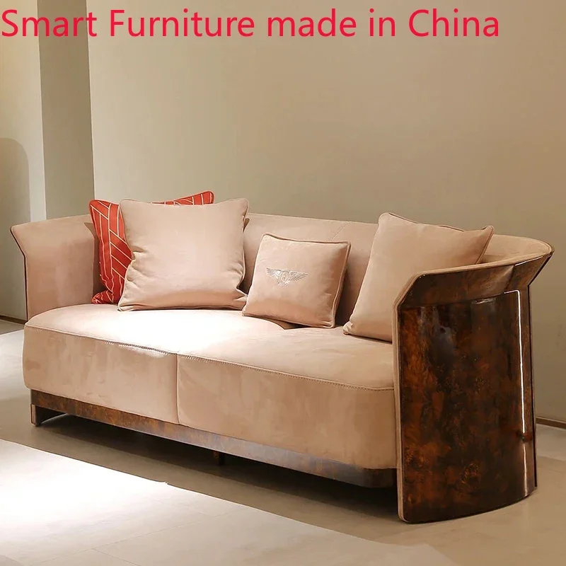 Customized Italian Hong Kong-style leather sofa combination post-modern villa living room large high-end