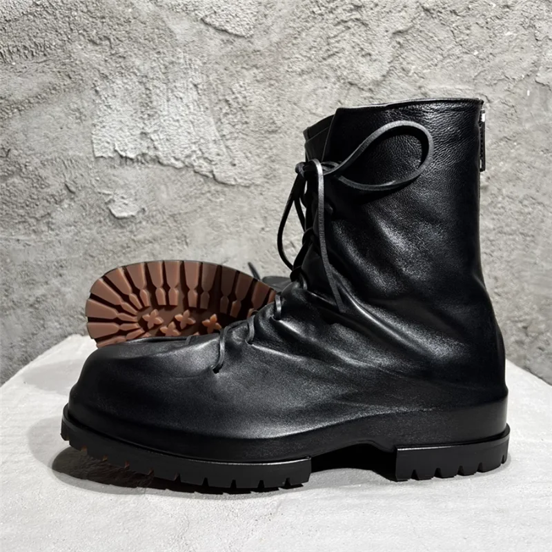 

Водонепроницаемые мужские дизайнерские ботинки на плоском каблуке, мужские черные ботильоны из натуральной кожи