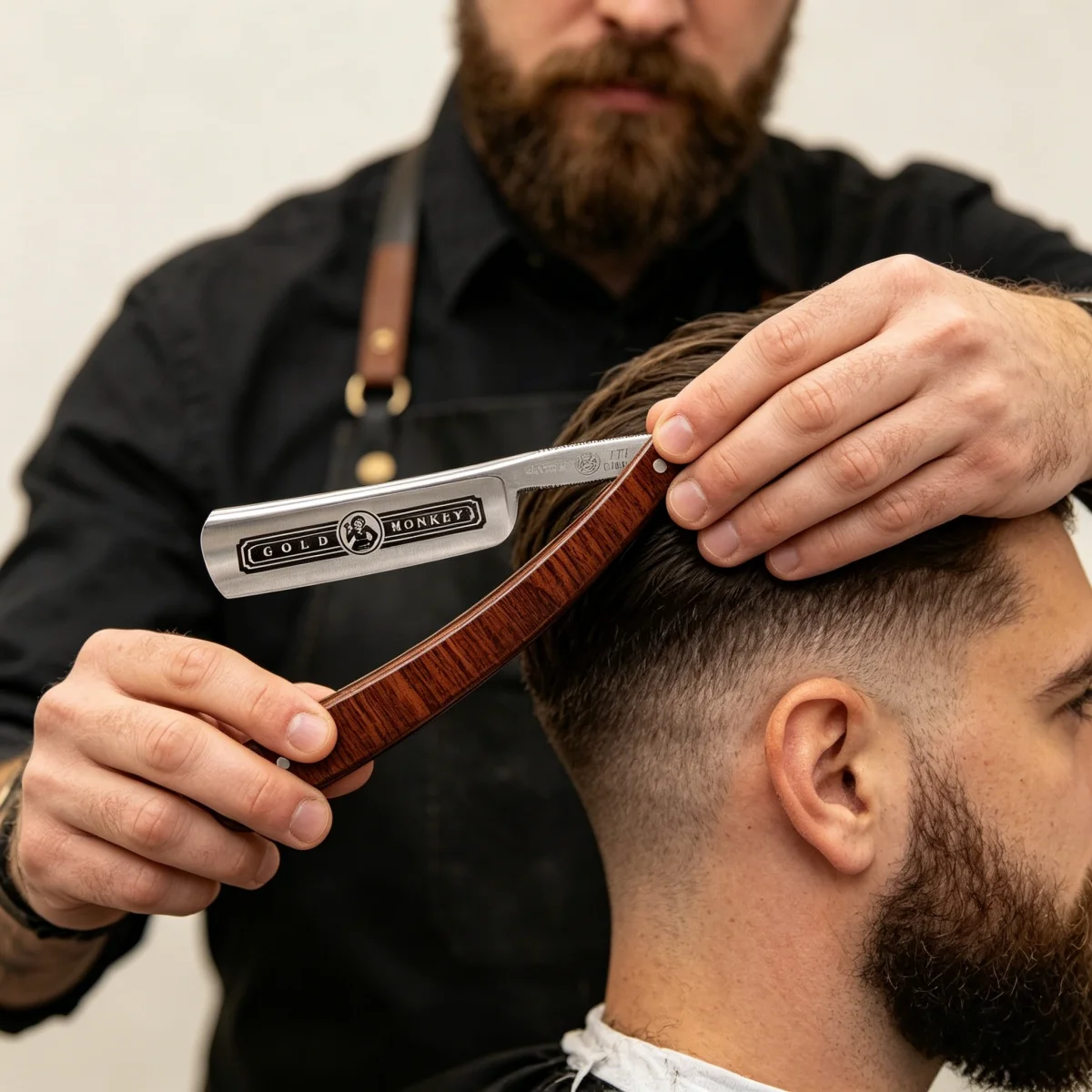 Men Shaving Straight Razor Vintage Straight Razor with Wood Handle, Ultra-Thin Sharp Blade Professional Barber Shaving Tool