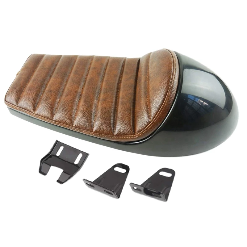 

PU Leather Motorcycle Seat Cafe Racer Seat Cushion Scooter Vintage Saddle Seat For BMW/Triumph/Bonneville/Honda Brown