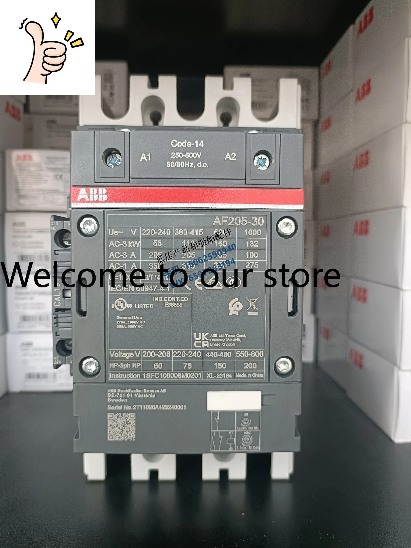 Nuevo Contactor Original ABB AF205-30-22-13 100-250VAC/DC, Compartido entre CC y CA