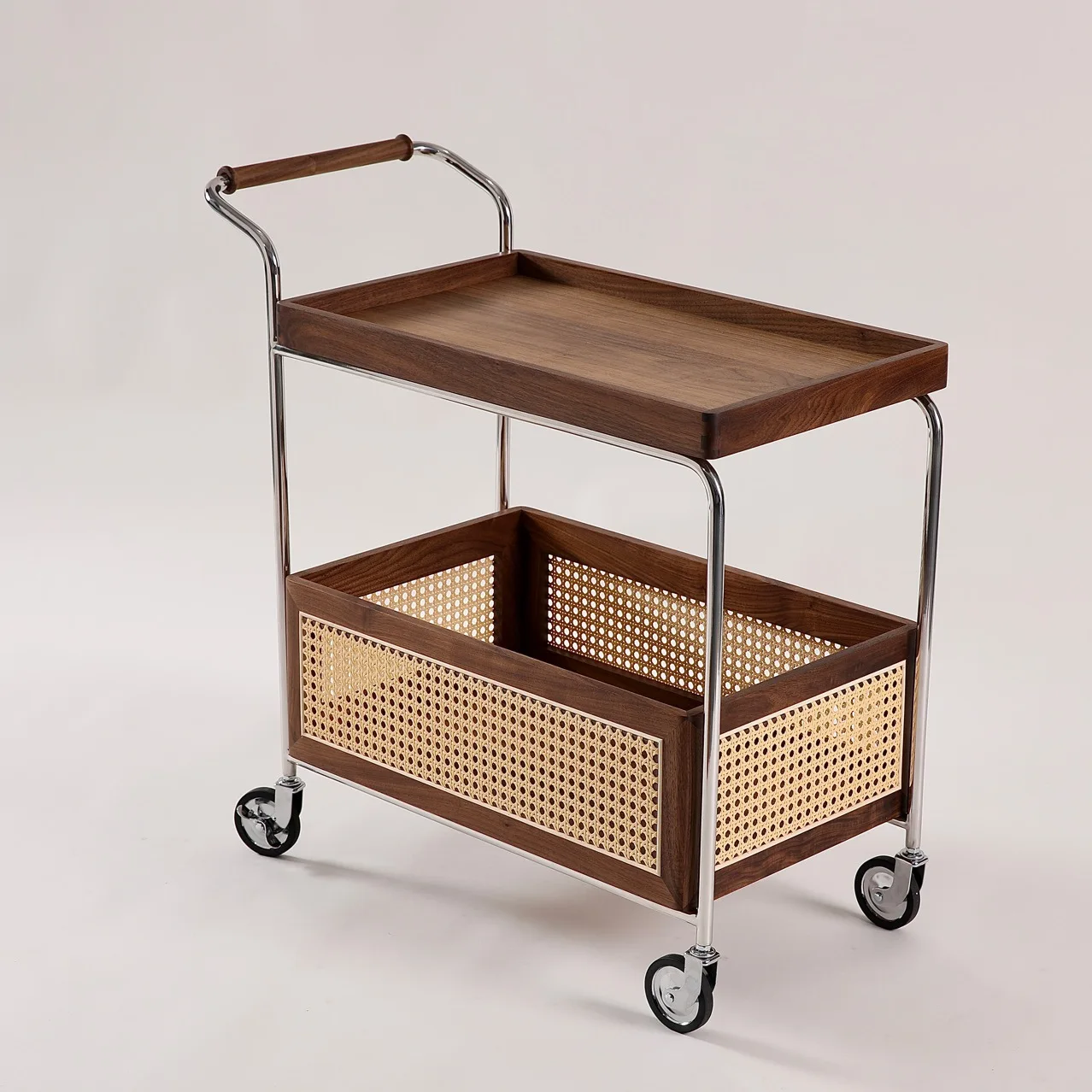 

Black walnut retro mobile trolley living room sofa balcony and simple medieval solid