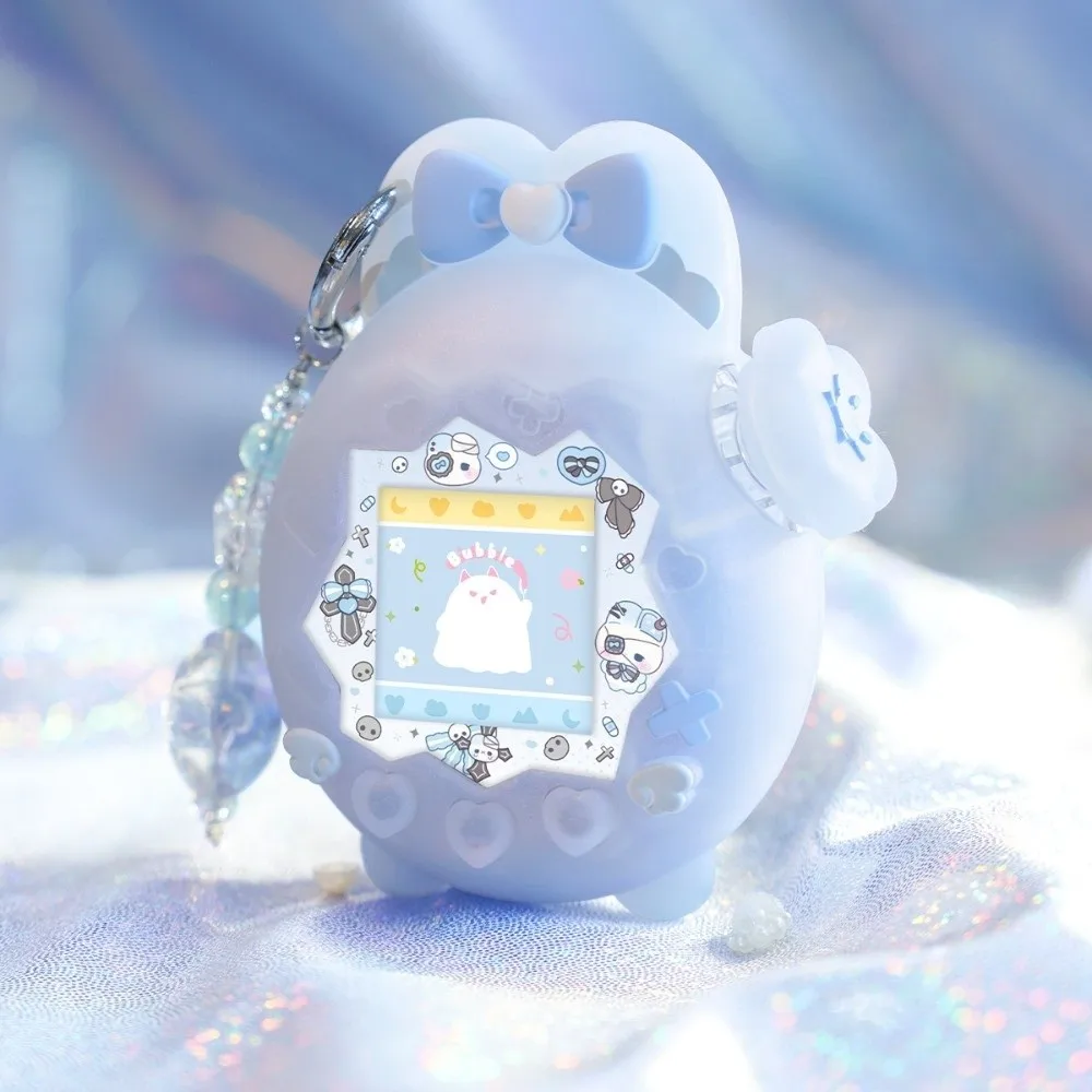 Silicone Protective Cover with Panel Sticker Pendant Knob Cover Protective Shell Cute Bunny Shape for Tamagotchi Paradise
