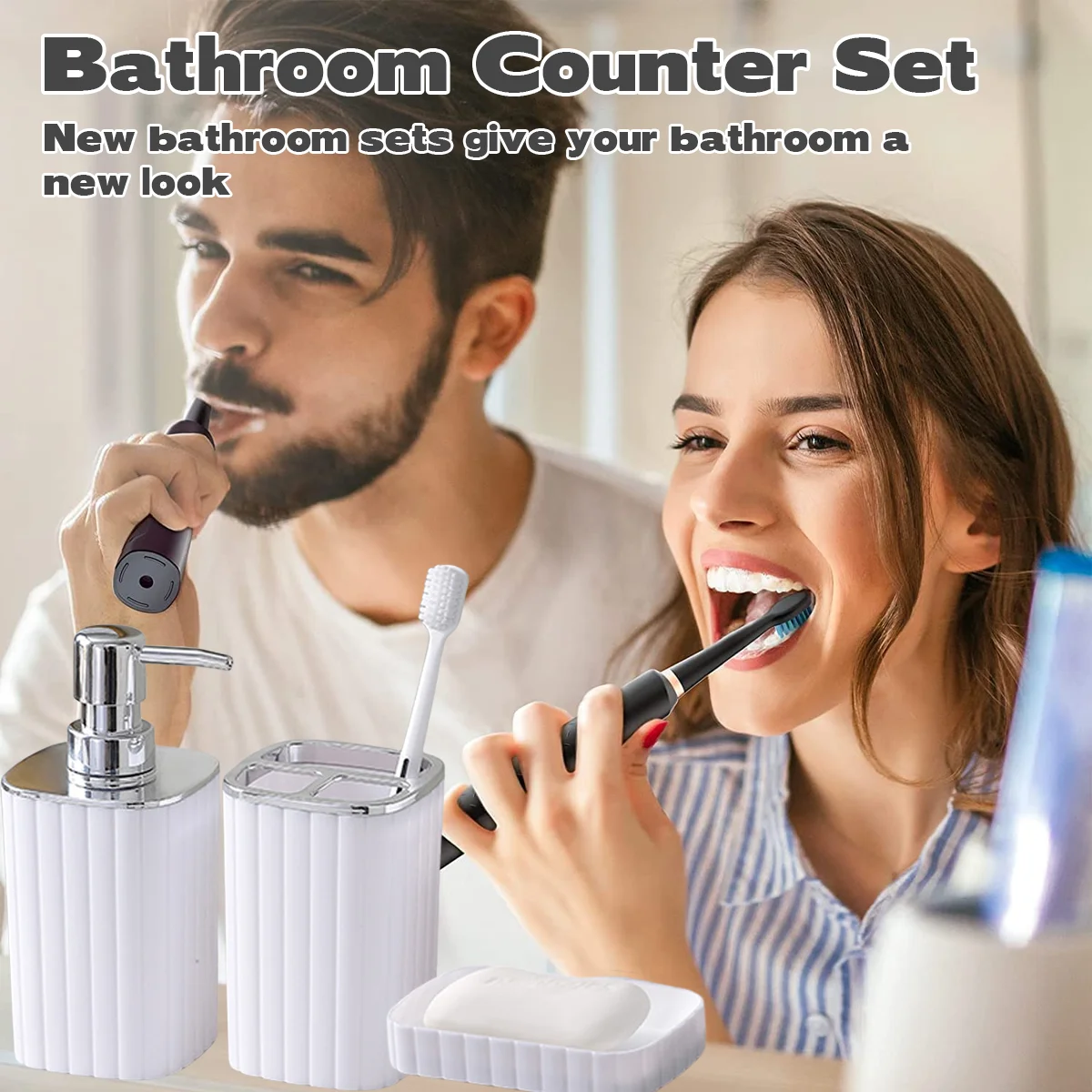 Bathroom Accessories Set Shower Soap Dispenser Toothbrush Holder and Soap Box Set for Bathroom Decor