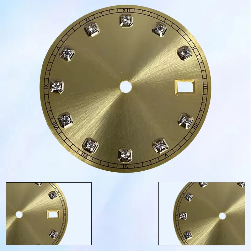 

30.8mm Diamond Watch Dial Suitable For NH34/NH35/NH38 Universal Movement With Single Calendar Window Modified Watch Accessories