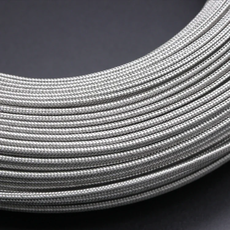 KX Type 2Cores x 0.8,0.6,0.5,0.4,7x0.2mm Thermocouple Wire Stainless Steel Shield Fiber Braid Insulated High Temperature Cable