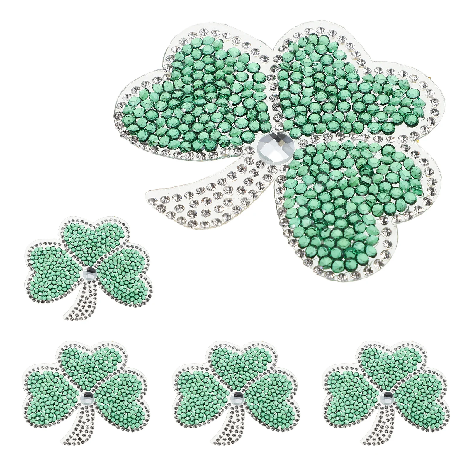 

5Pcs Bling Shamrock Patches Iron-on Lucky Leaf Appliques for DIY Fashion Hardwearing Materials Versatile Use Hair Styling