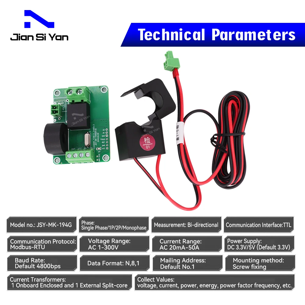 JSY-MK-194G AC Single Phase Bidirectional Power Energy Meter Module (All functions same as JSY-MK-194T)