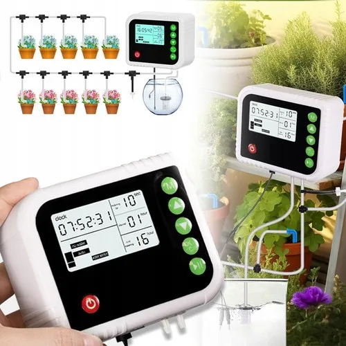 Système d'irrigation goutte à goutte automatique avec affichage LED, dispositif d'arrosage intelligent programmé, kit de micro-irrigation pour plantes en pot d'intérieur et d'extérieur, jardin, serre, alimentation en eau automatique