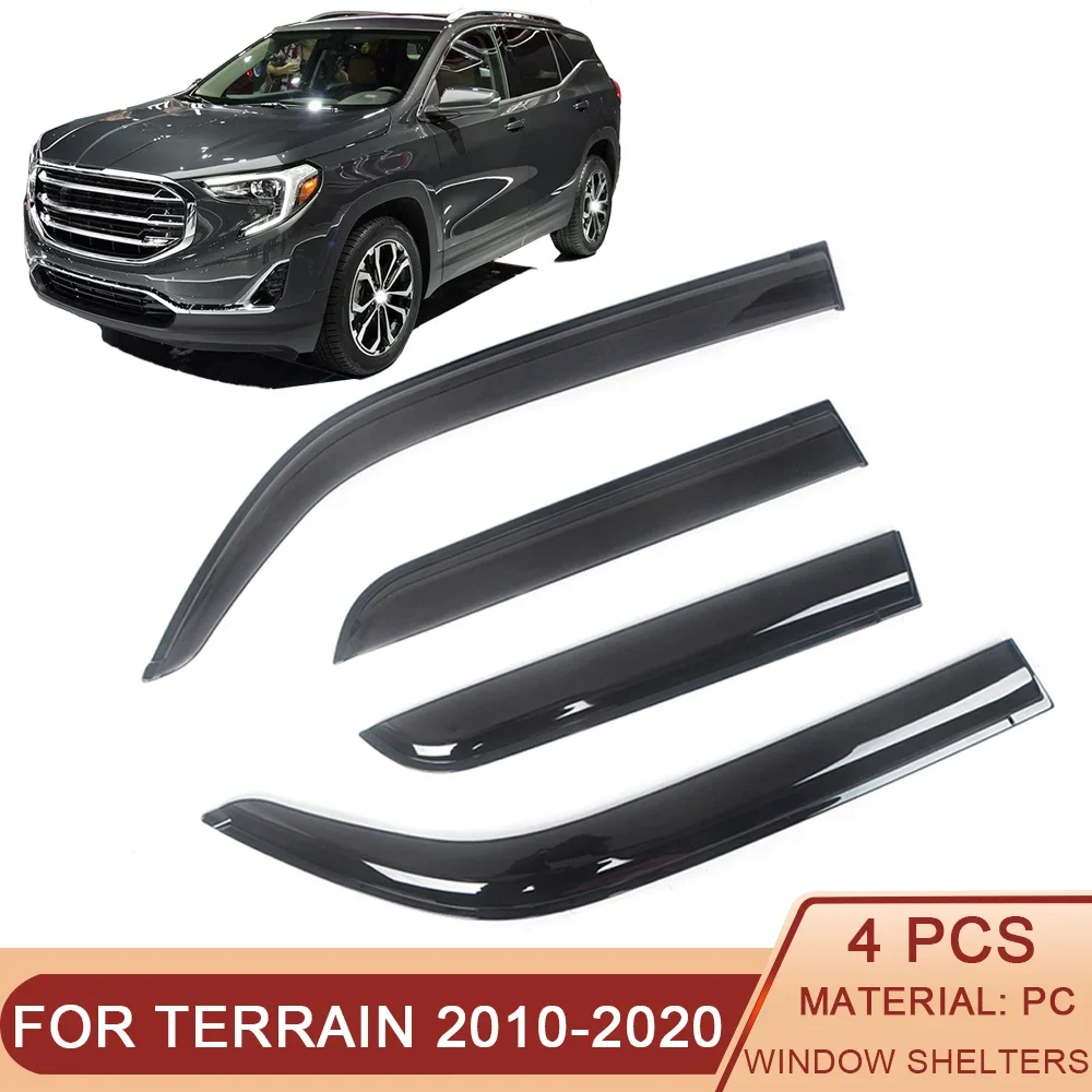 For GMC Terrain 2010-2023 Auto Side Window Wind Deflectors Visors Black Rain Guard Door Visor Vent Shades Dark Smoke Ventvisor