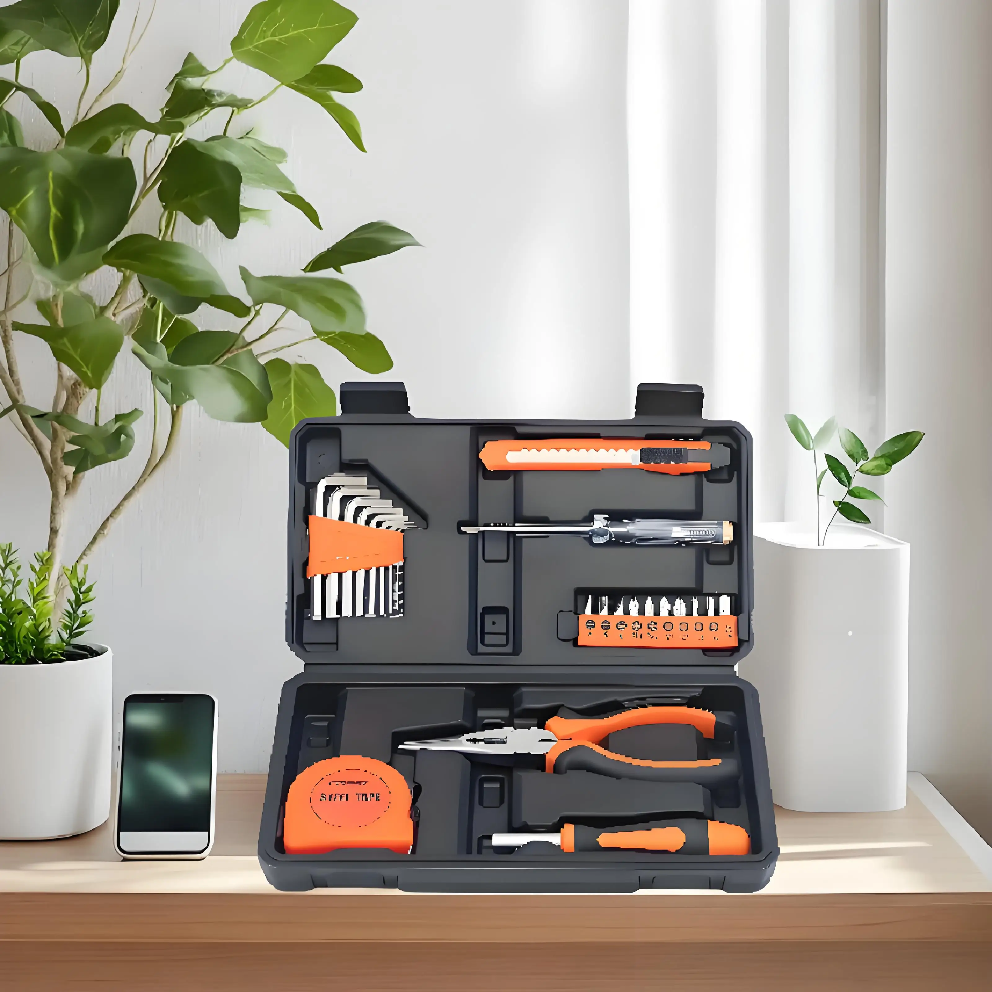 

23-Piece Home Tool Kit with Storage Box, Essential Hand Tools Set for Household Repairs & Maintenance - Screwdriver & Pliers