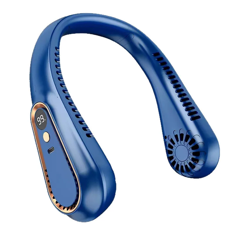 Tragbarer USB-Luftkühler im Halsband-Stil ohne Blätter mit 5-stufiger Geschwindigkeitsregulierung und LED-Anzeige