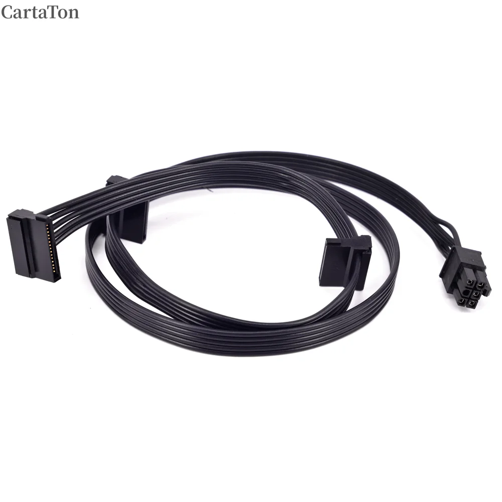 For CORSAIR CS Series PCI-e Graphics Card 6Pin 1 to 3 SATA 15Pin Female Port Right Angle Power Supply Cable Multiplier CABLE