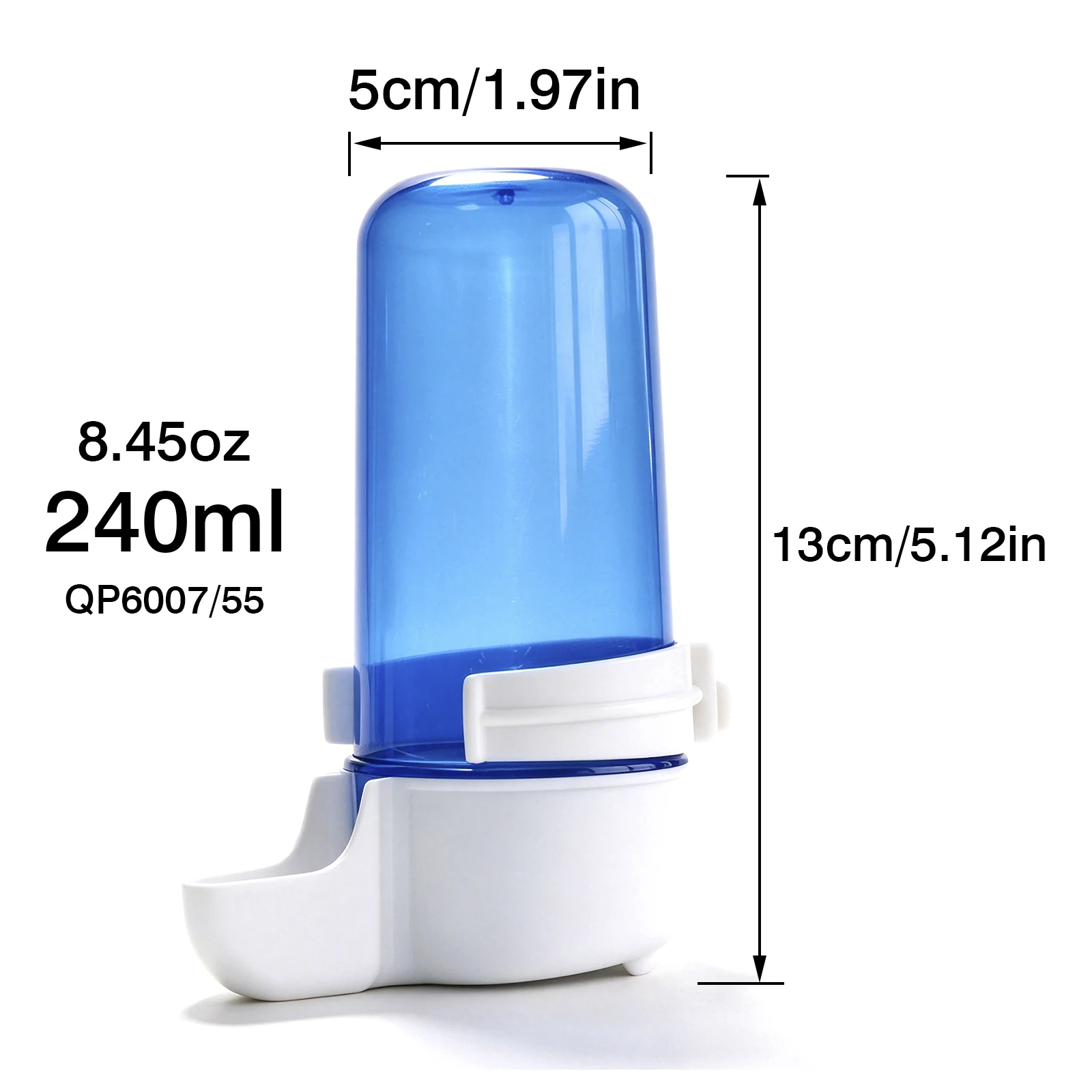 Automatischer Trinkbrunnen und Futterautomat aus Kunststoff für Haustier-Vögel, Hängender Futterkäfig für Papageien, Blaue Sittiche, Tauben, 415ml 240ml – Detail 6