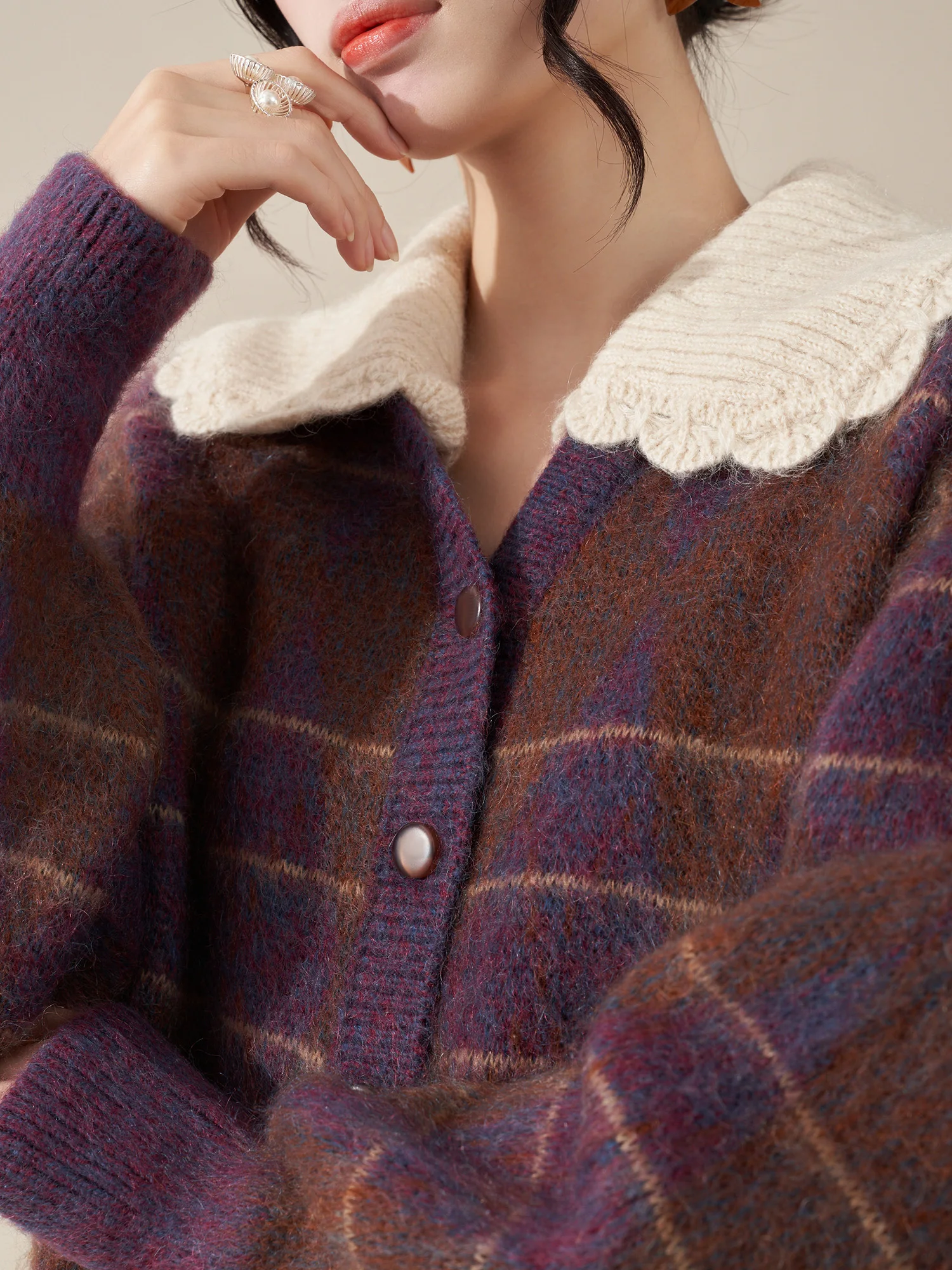 

Новый женский вязаный кардиган Flowing Era Cute Color Blo с воротником-стойкой, осенне-зимний, повседневный, для работы, L...