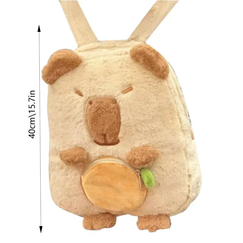 Capybara Pluche Schooltas Mode Cartoon Zacht Grappig Schattig Rugzak Dier Grote Capaciteit Gevuld Unisex Student Class Bag