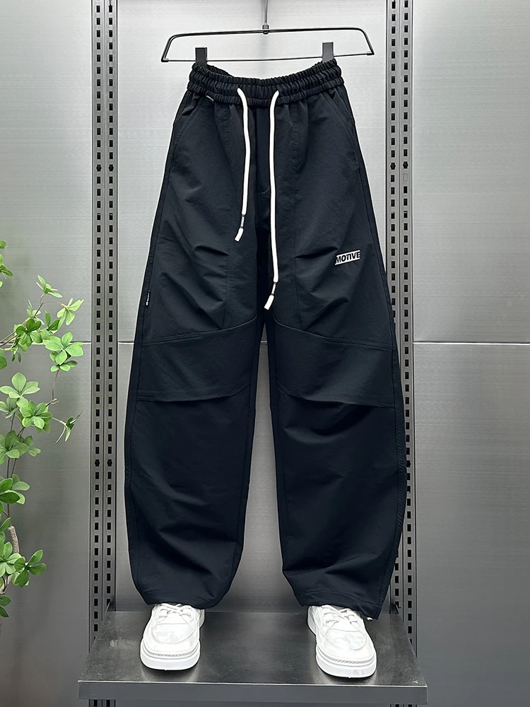 

Men's Qui Dry Sport Pants Autumn New Sle American Loose Straight Casual Pants Embroidered Letter Paratrooper Pants