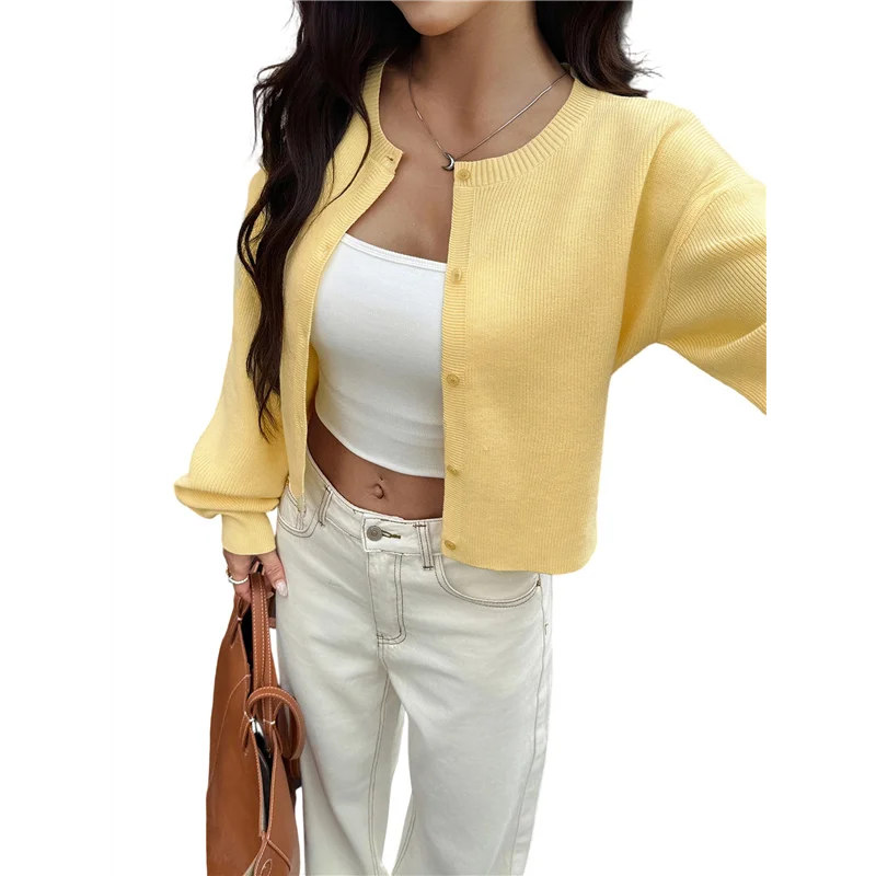 سترة ABVG-Women بأزرار لأعلى، سترة خريفية عصرية برقبة دائرية وأكمام طويلة #3