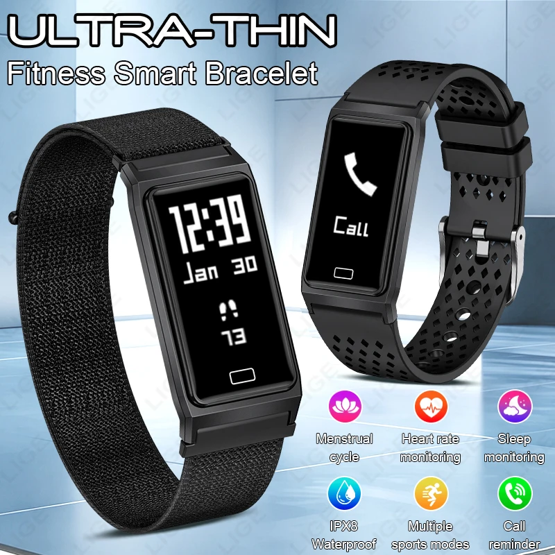 LIGE New Smart Bracelet Men Women Health Tracker Sleep Heart Rate Monitor Sport Band Smart Watch 1ATM Waterproof For Android IOS