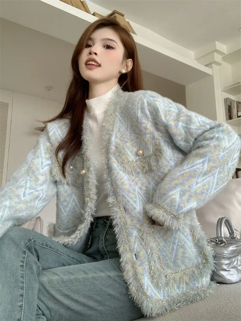 

Sweater Loose Lazy Women New Autumn Winter Wear Women Korean Warm Rainbow Top Trend Oversized Sweater
