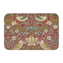 William Morris Strawberry Thief Red Floor Door Bath Kitchen Mat Anti-Slip Outdoor Floral Doormat Garage Entrance Carpet Rug