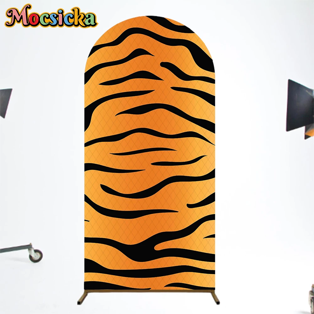 Mocsicka Texture Arch Backdrop Cover Double-Faced Tiger Stripe Decor Birthday Party Arched Background Photography Shooting Props