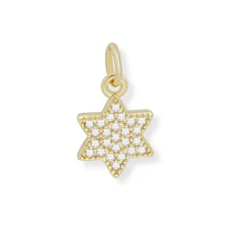 AAA Cubic Zirconia Crystal Gold-plated Six-point Jewish Star Of David Pendant For Necklace Earrings Makings Moon Heart Findings