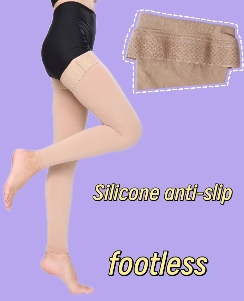 Unisex Thigh High Compression Stockings Footless 20-30 mmHg with Silicone Dot Band for Enhanced Circulation Support  long sock