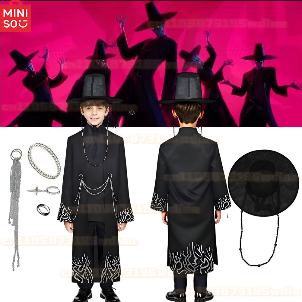 

Kids Boys Saja Boys Cosplay Black Costume Outfits Hat Accessories Suit Demon Hunter of KPop Disguise Halloween Carnival Party