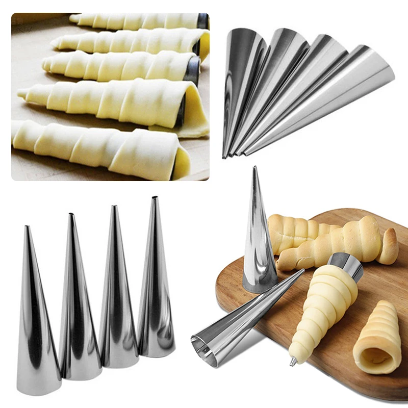 

6-24PCS/Pack Horn Pastry Mold Mix S/M/L Size Conical Tube Cone Shape Baking Mold Set Suitable for Cream Horn Croissant Bread ZYF