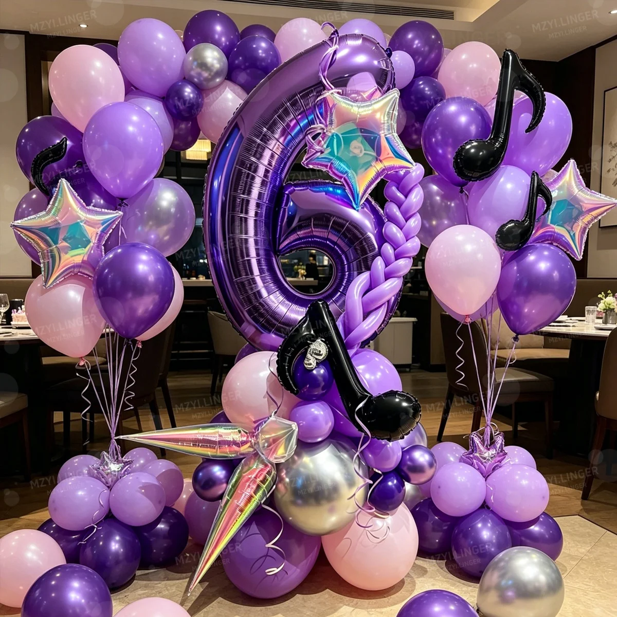 Music Themed Birthday Balloon Column Set, Including Note Balloons for Music Themed Birthday Party Decoration and Disco Theme view 6