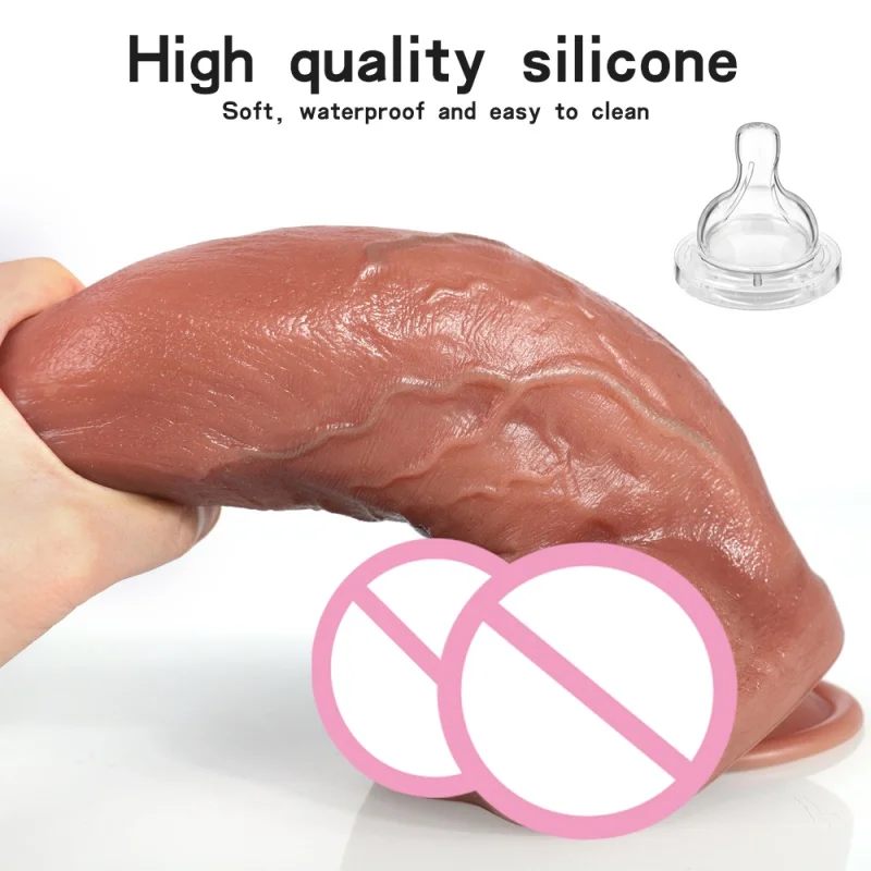 New Soft Realistic Veins Huge Dildo Thick Cock Double Layer Silicone Penis Adult Sex Toy For Women vagina anal Masturbators