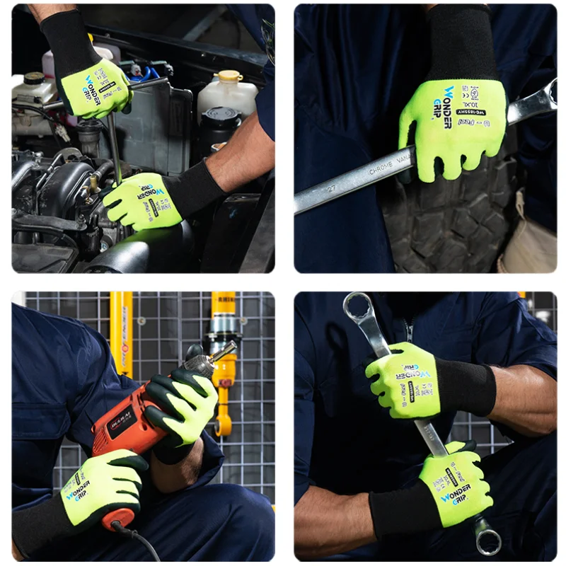 12 Pairs Work Gloves 18 Gauge Foam Nitrile Coated Palm with Dots Touchscreen Compatible Polyester And Spandex Shell Abrasion