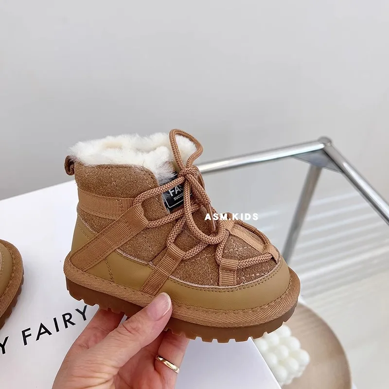 

New 2024 Winter Children Snow Boots Baby Shoes Warm Plush Toddler Boys Shoes Non-slip Fashion Baby Girls Boots Kids Cotton Shoes