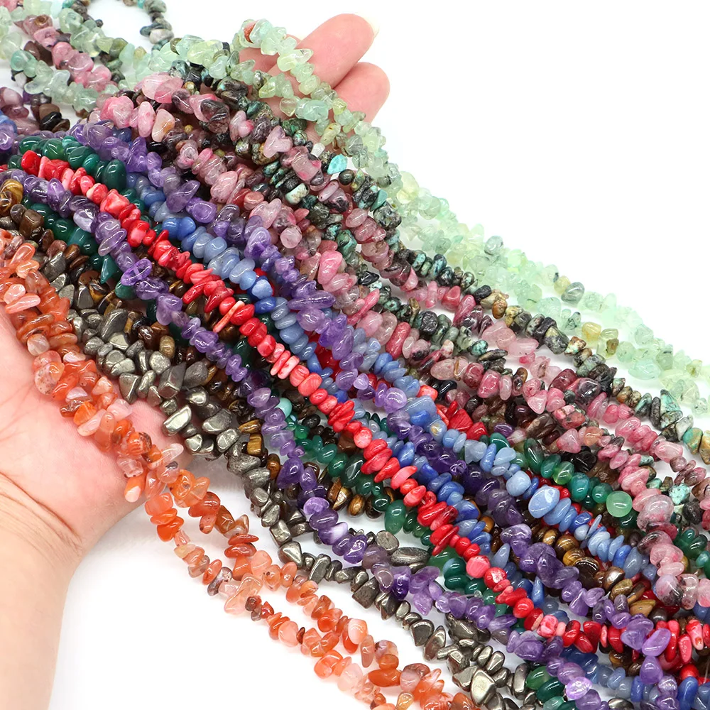 

5-8mm Natural Stone Beads Irregular Freeform Chip Gravel Amethyst Aquamarine Malachite for DIY Jewelry Making Bracelets Necklace