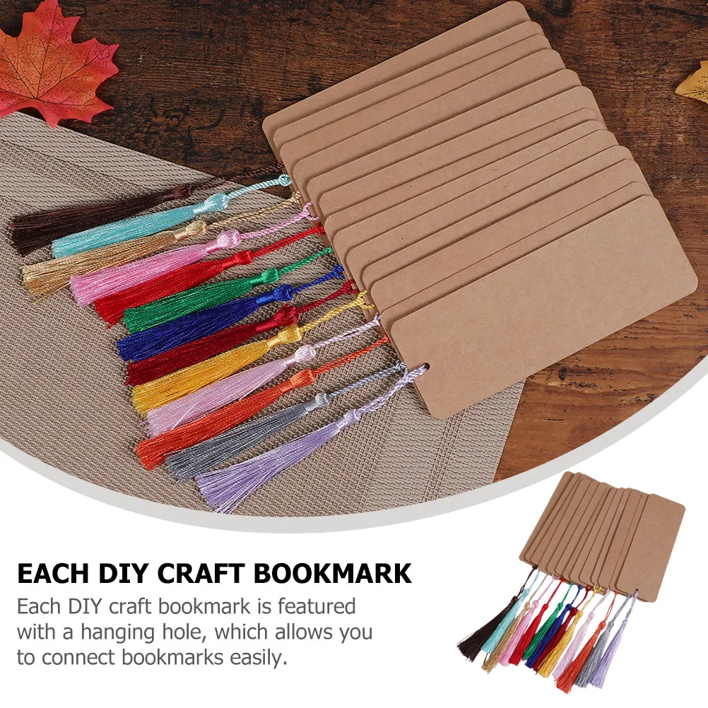 30 قطعة الإشارات المرجعية الفارغة غير مصبوغ DIY بها بنفسك ورقة الإشارات المرجعية الفارغة الحرفية تسميات ثقب للقراء الطلاب الكتاب الفراغات البنية