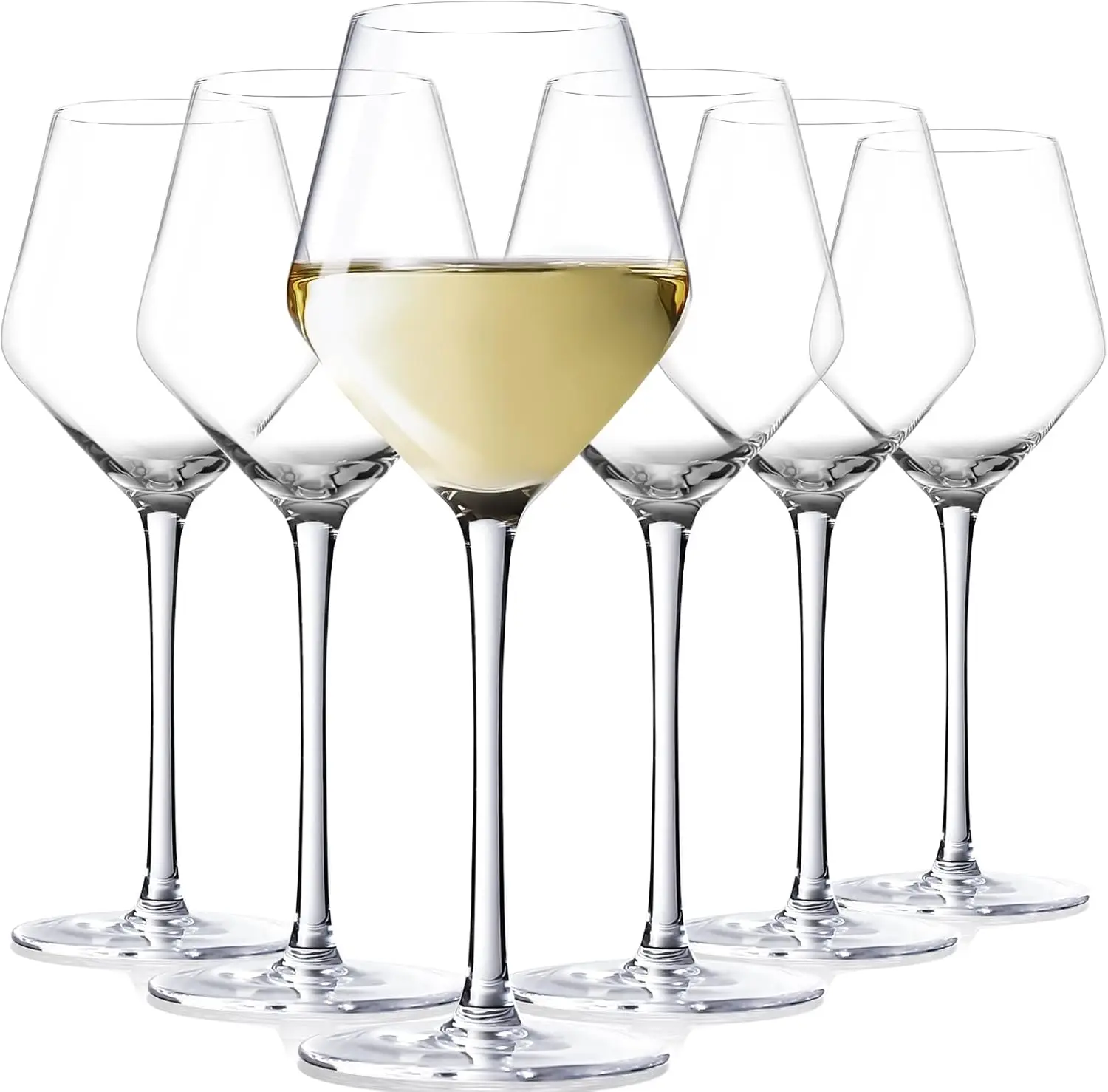 

White Wine Glasses Set of 6, Hand Blown Crystal White Wine Glasses 13.5 Oz, Lead-Free Premium Crystal Long Stem Wine Gla