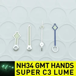 Silver Watch Hand Snowflake Hands Set for NH34A GMT Movement Mod for NH34 SKX SSK Mod C3 Lume 4 Hand Luminous 535a7175