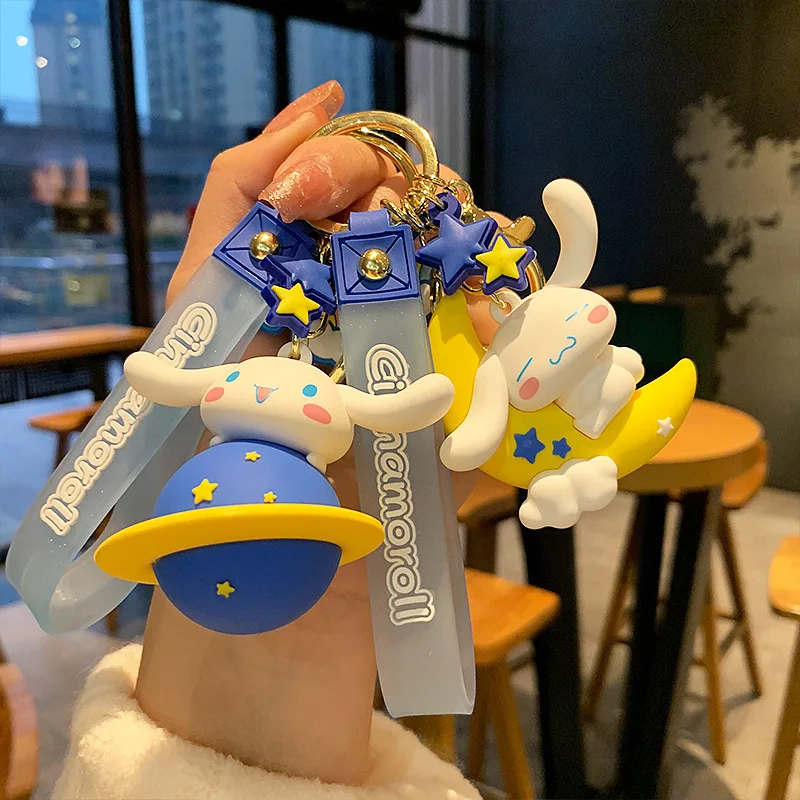 애니메이션 산리오 헬로 키티 멜로디 시나모롤 키체인 귀여운 열쇠고리 자동차 장식 핸드폰 가방 펜던트 장식품 어린이 선물