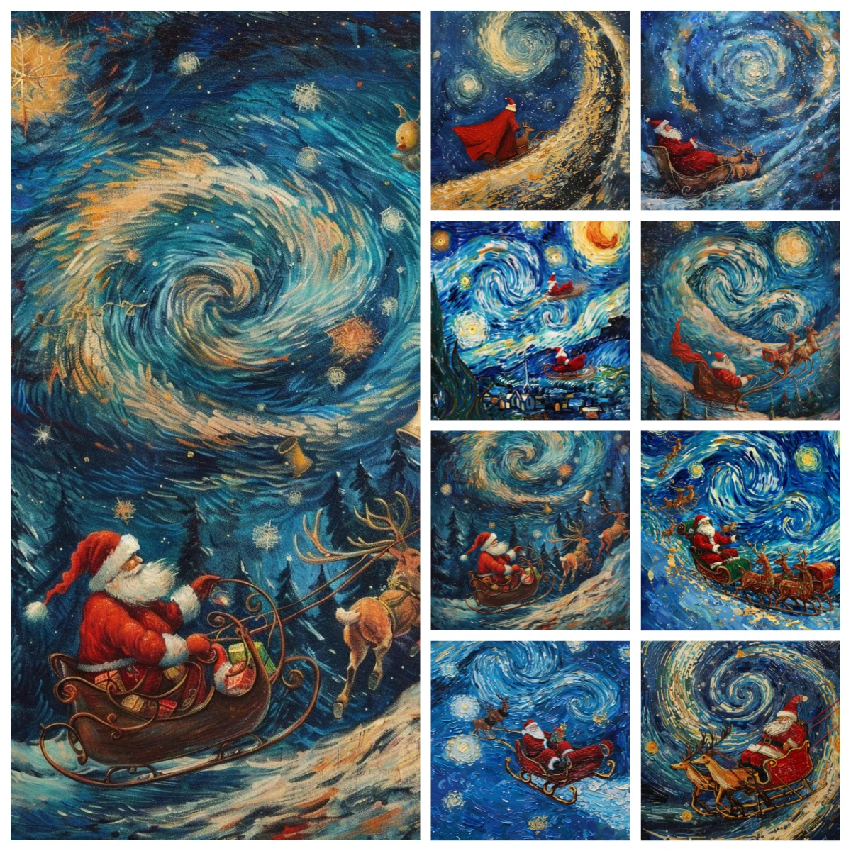 500/1000 pcs Jigsaw Puzzle Santa's Sleigh Starry Night Inspired Art Educational Toy for Kids Children 's Games Christmas Gift