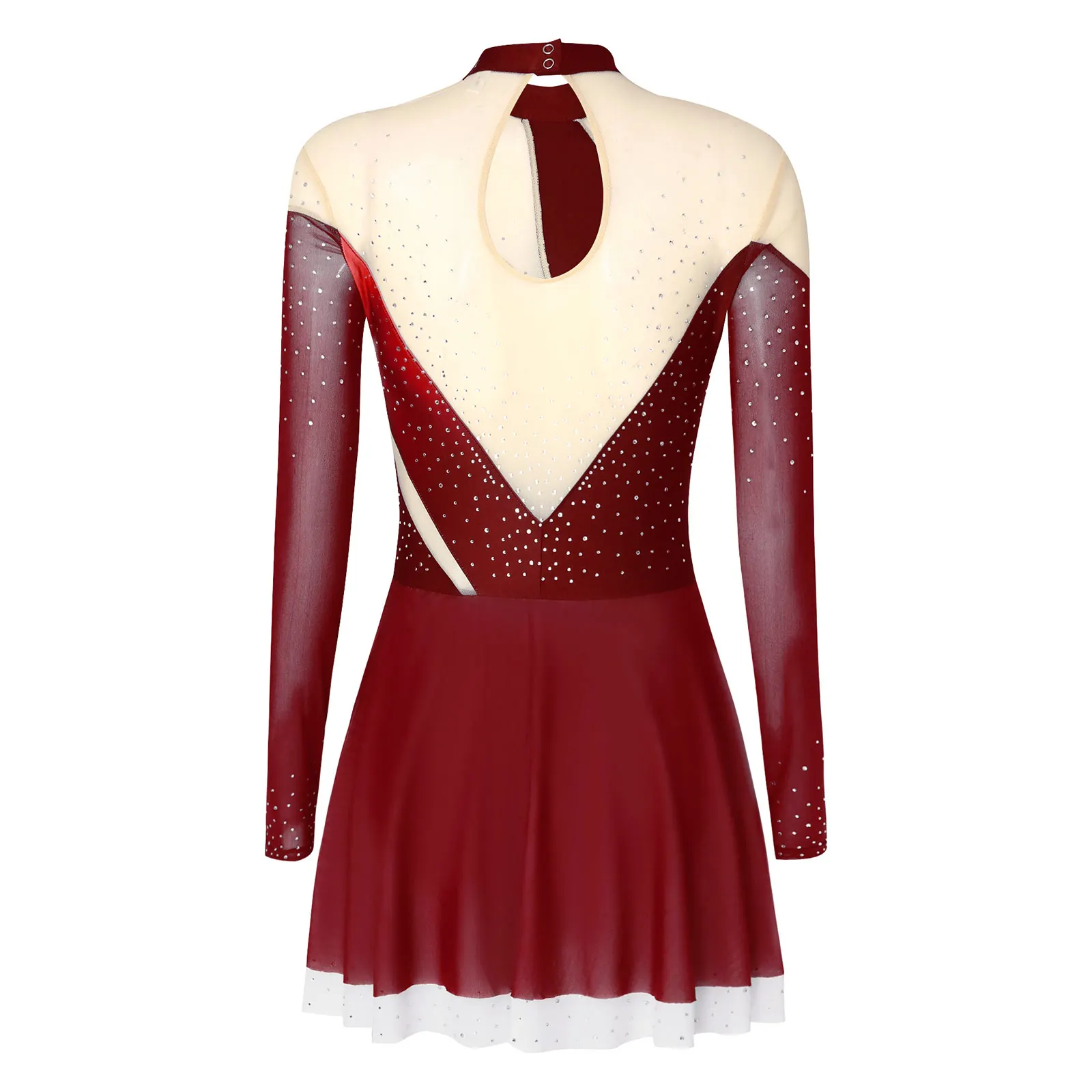 ชุดเต้นรำลีริคอลสำหรับผู้หญิง ผ้าตาข่ายไล่เฉดสีระยิบระยับ แขนยาว สำหรับการแสดงเต้นร่วมสมัย บัลเลต์ และเต้นละติน