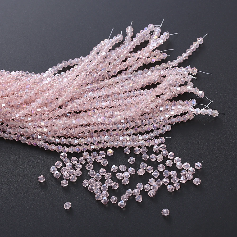 3/4mm Glas Kristall Doppelkegel geformt lose Perlen weiß Illusion DIY handgemachte Accessoires Armband Ohrring machen