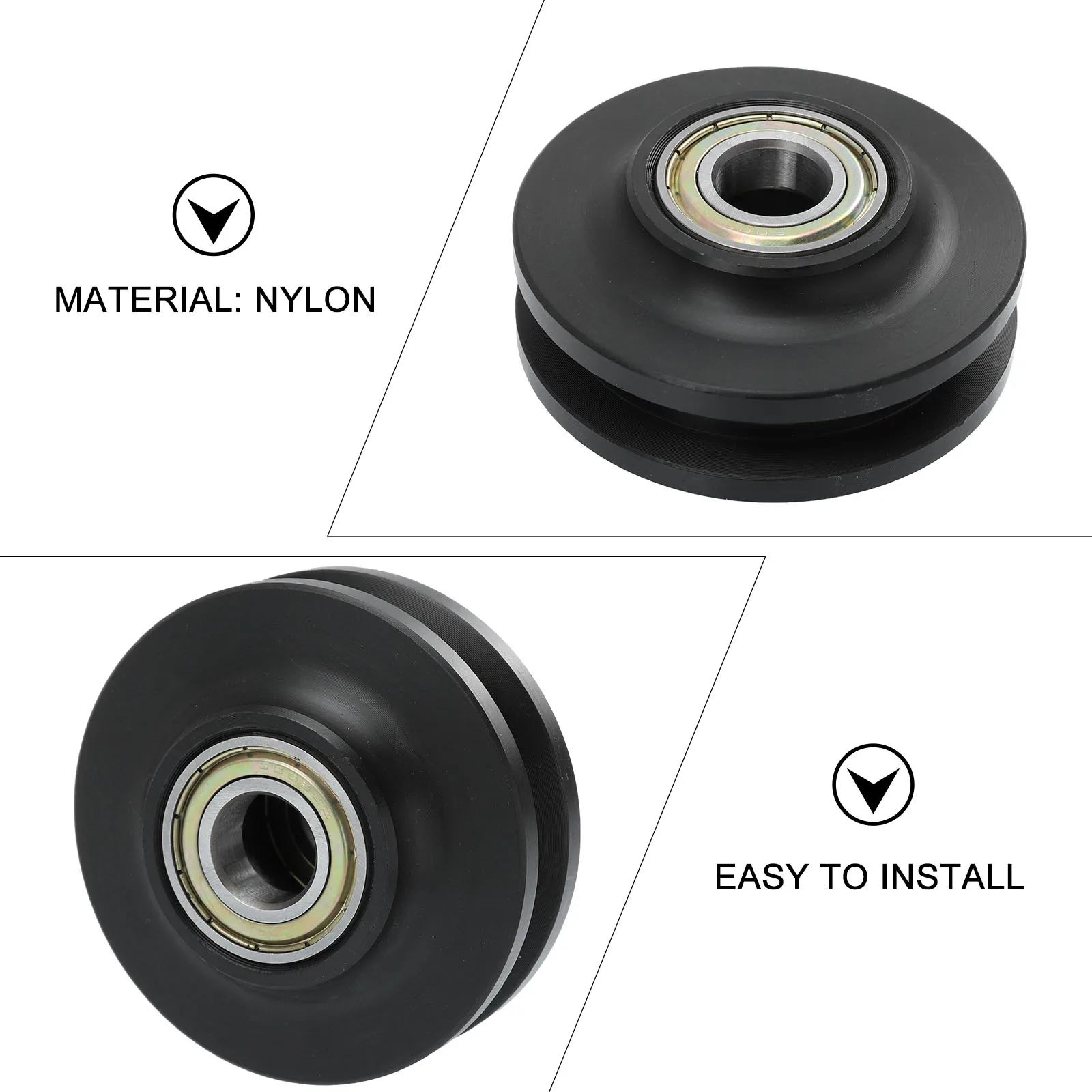 

Black Thick Nylon Roller Wheel with Bearing for Sliding Barn Door Hardware Universal Hanging Rail Pulley Durable Anti Scratch