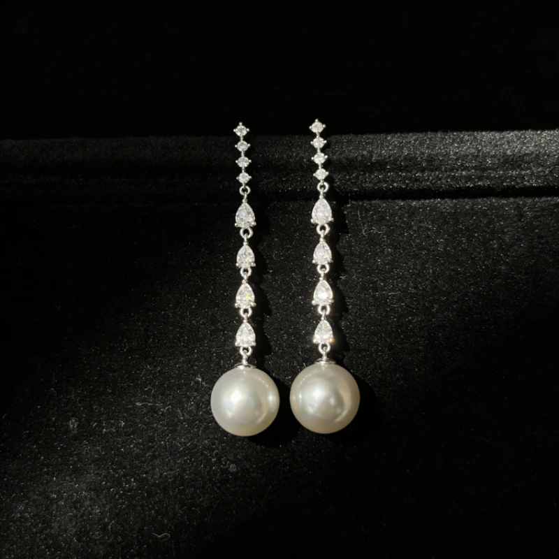 

Новые изысканные серьги с цирконами и длинными жемчужинами в ретро-стиле, минималистичные, высококачественные, элегантные украшения для повседневной носки и вечеринок