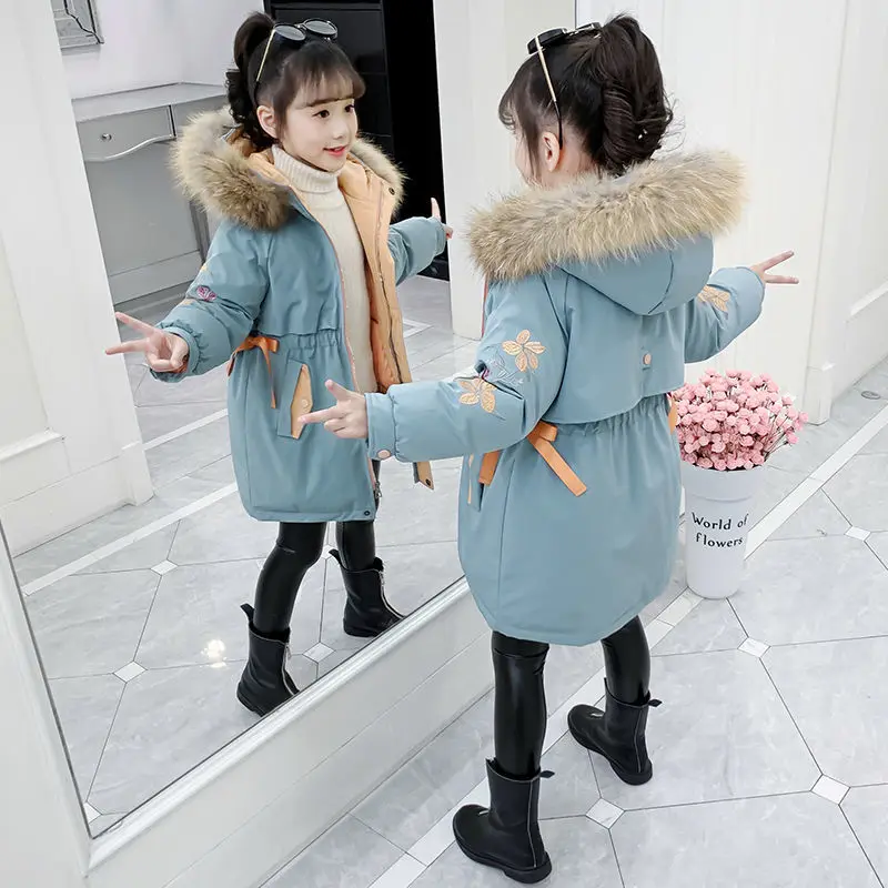 Girls Winter Clothes Fashion Clothing New Warm Girls Jacket Hooded Teen Girl Parka Coat Snowsuit Children Outerwear 4 12 13 Year